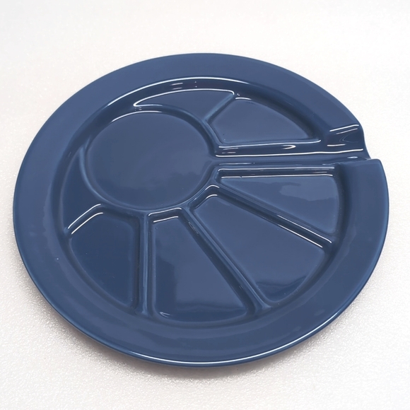 Hoffritz Fondue Plates Set of 6 9 1/2 Ceramic Divided Plates - Picture 4 of 12